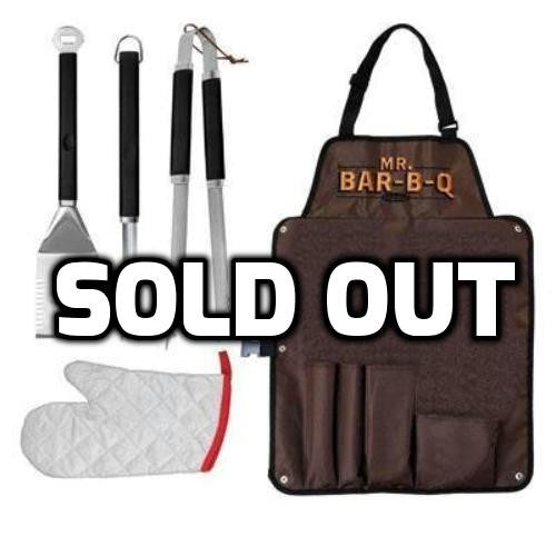 Mr.BarBQ Juego de herramientas para barbacoa de 5 piezas con delantal