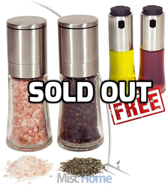 Salt and Pepper Shakers Set + FREE Oil and Vinegar Cruet Sprayer Set