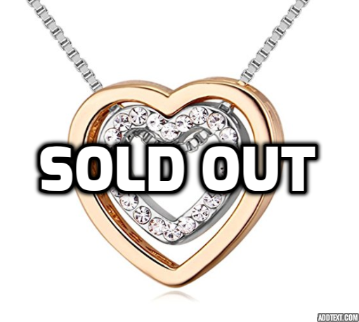 Double Love Heart With Swarovski Elements Crystal Pendant Necklace
