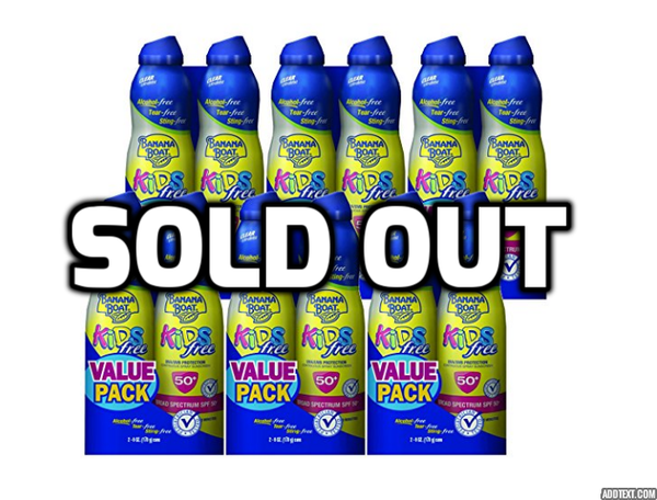6 twin packs of Banana Boat Kids sunscreen spray