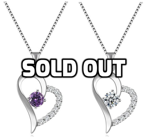 Sterling Silver Cubic Zirconia Heart Shape Neckalce