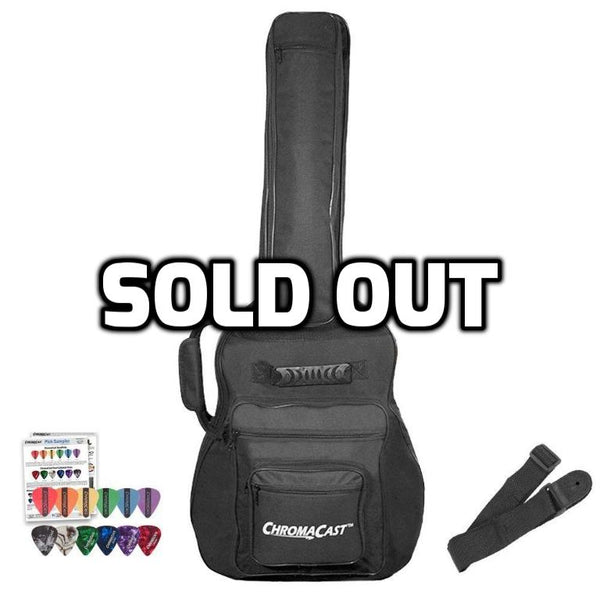 Funda acústica mini jumbo acolchada con correa para guitarra y muestra de púas