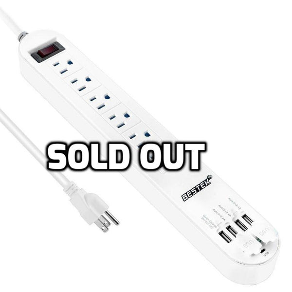BESTEK 6-Outlet Surge Protector with 4 USB Ports