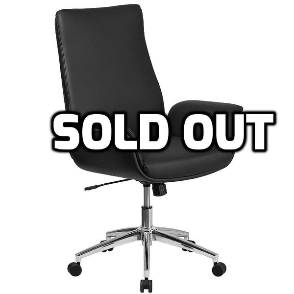 Flash Furniture Mid-Back Black Leather Executive Swivel Chair with Flared Arms