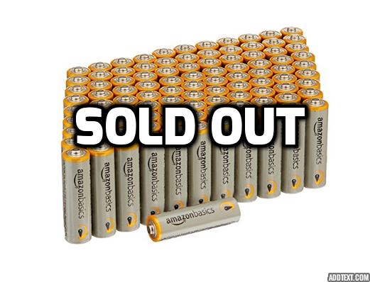 Pack of 100 AmazonBasics AA Alkaline Batteries