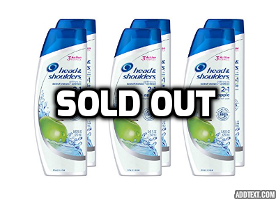6 bottles of Head and Shoulders Green Apple 2-in-1 Anti-Dandruff Shampoo