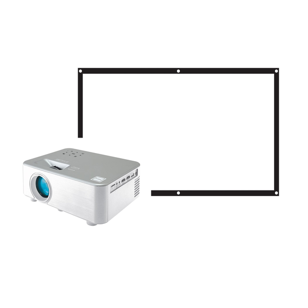Proyector de cine en casa RCA de 720p con pantalla de 100" y dispositivo de transmisión listo