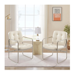 2-Pack Colamy Modern Pu Leather Dining Chairs with Metal Legs