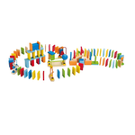 Dynamo Wooden Domino Set 100+ Colorful Blocks for Exciting Stem Racing and Building Fun