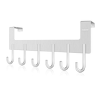 Perchero resistente de aluminio con 6 ganchos sobre la puerta para toallas, bolsos y batas