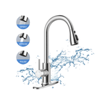 Madala Stainless Steel Pull-Down Kitchen Faucet with Deck Plate
