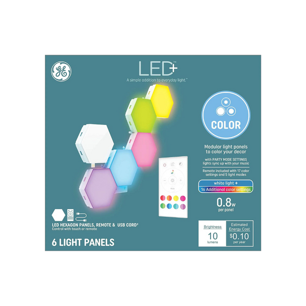 6-Pack GE LED+ Color Changing Tile Panels