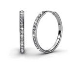 18k White Gold Hoop Female Earrings with Swarovski Crystals (3 Colors)