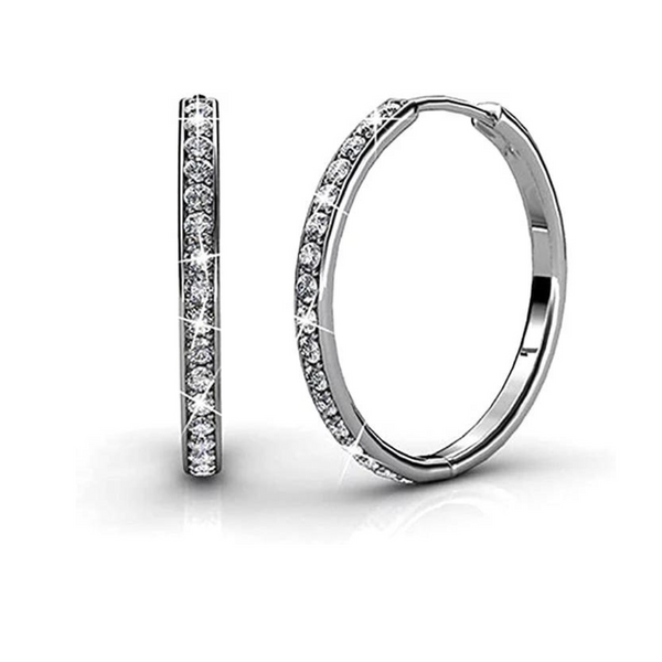 Pendientes de Aro para Mujer en Oro Blanco de 18k con Cristales Swarovski (3 Colores)