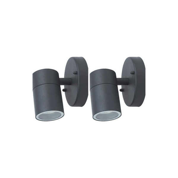 Juego de 2 luces de porche cilíndricas para montaje en pared para exteriores de Amazon Basics