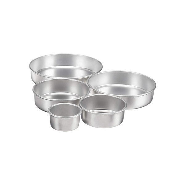 Moldes para pasteles redondos de aluminio, juego de 5 piezas, tamaños de moldes en 12, 10, 8, 6 y 4 pulgadas