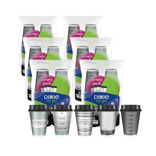 156 Dixie to Go Disposable Hot Paper Coffee Cups with Lids