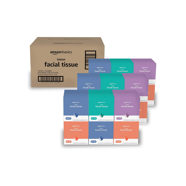 18 Cube Boxes Amazon Basics Facial Tissue with Lotion