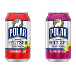 24 Cans Of Polar Seltzer Raspberry Lime, Black Cherry or Cranberry Lime