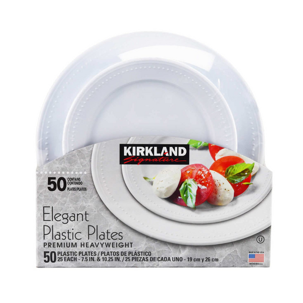 50 platos de plástico elegantes de la firma Kirkland de peso pesado
