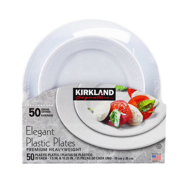 50 Heavy Weight Kirkland Signature Elegant Plastic Plates PzDeals