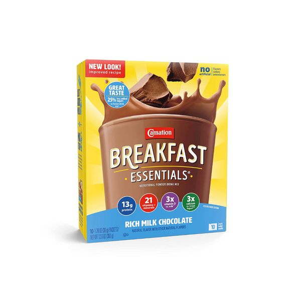 60 paquetes de mezcla en polvo de chocolate con leche rica en ingredientes esenciales para el desayuno de clavel (OU-D)