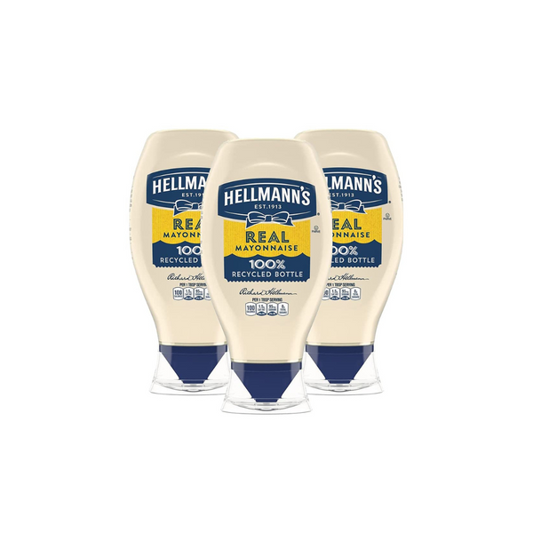 3 Hellmann's Real Or Light Mayonnaise Squeeze Bottles