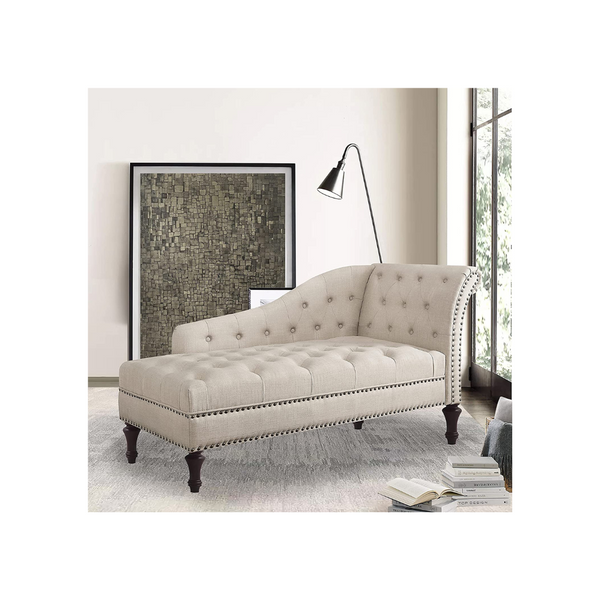 Upholstered Chaise Lounge Chair with Nailhead Trim