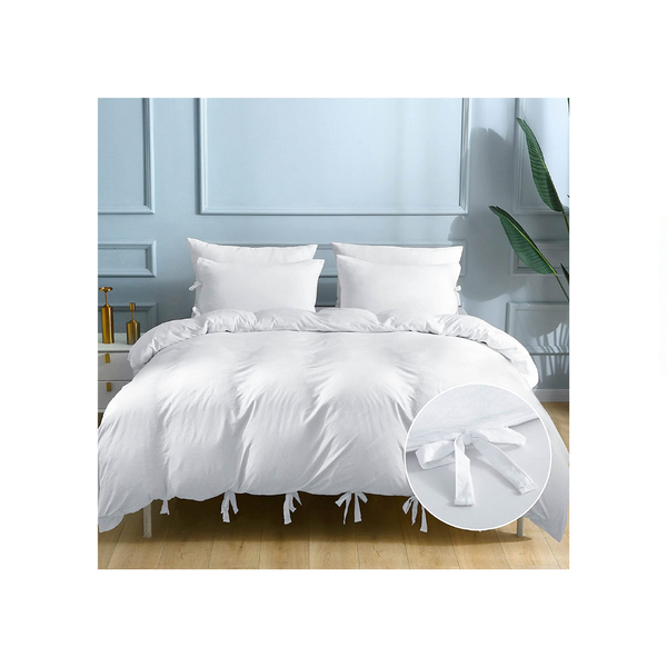 3 Piece White Bowknot Duvet Cover Set (3 Colors)