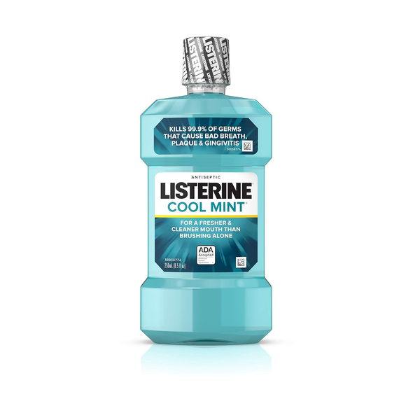 Listerine Cool Mint Antiseptic Mouthwash for Bad Breath, Plaque and Gingivitis