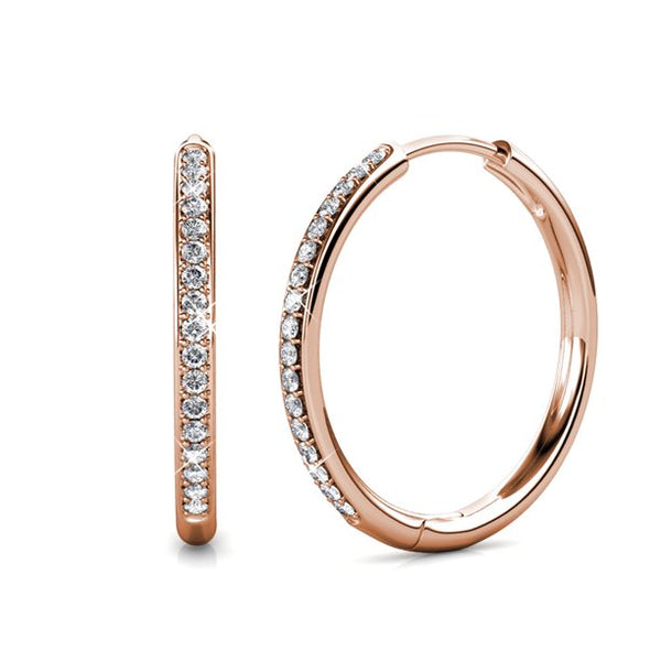 Cate & Chloe Bianca 18k White Gold Hoop Earrings with Swarovski Crystals