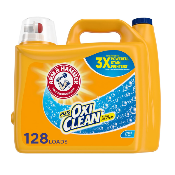 166.5 onzas líquidas Arm &amp; Hammer Plus OxiClean Fresh Scent, 128 cargas de detergente líquido para ropa