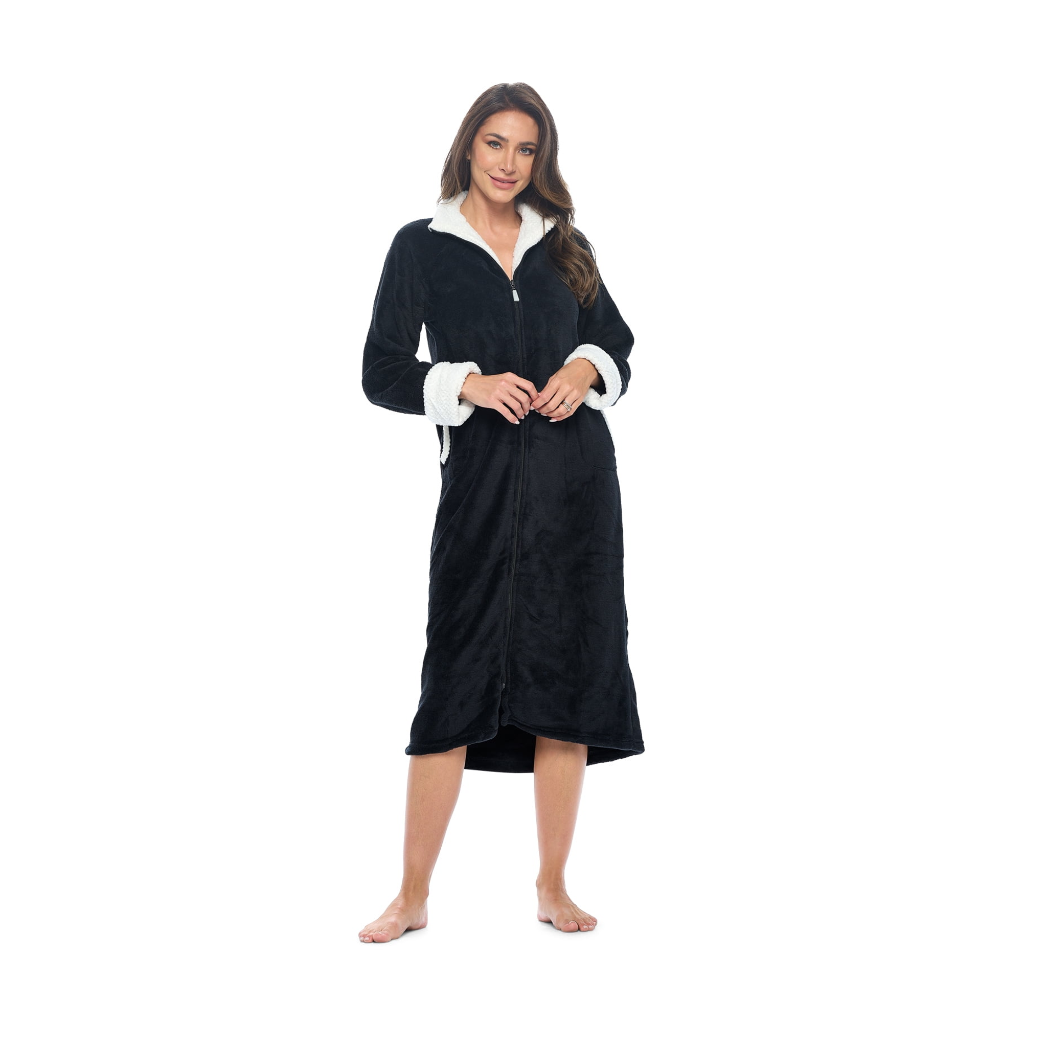 Women's Plush Fleece Zip Front Robe (4 Colors)