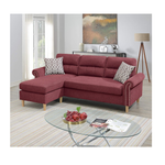 Poundex 2-Piece Reversible Sectional With Accent Pillows, Wood Legs
