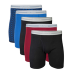 5-Pack Gildan Tag-Free Cotton Men's Boxer Briefs with Moisture-Wicking Technology
