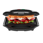 Chefman Parrilla compacta portátil de doble uso y sandwichera con tapa con cierre y luces indicadoras