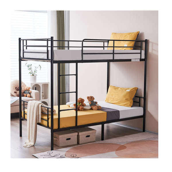 Estructura de litera de acero Zimtown Twin sobre Twin con escalera