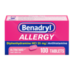 100 tabletas Benadryl para aliviar la alergia y el resfriado