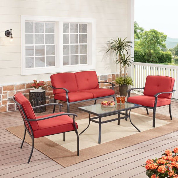 Juego de conversación para patio con muebles de exterior de 4 piezas (3 colores)