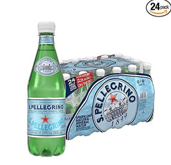 24 botellas de agua mineral natural con gas S.Pellegrino