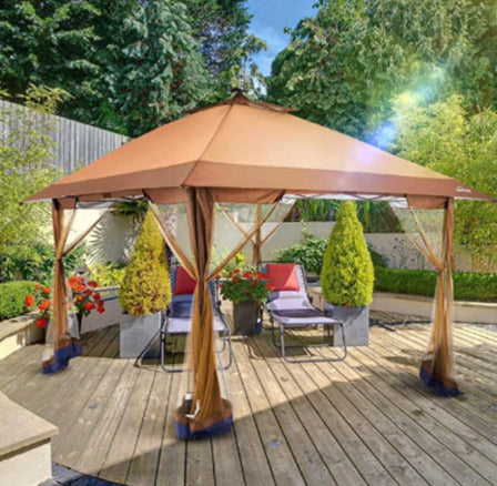 Pop Up Gazebo Canopy with Mosquito Netting and Solar LED Light