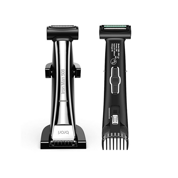 Brori Mens Dual-Sided Body Hair Groomer with Charging Stand
