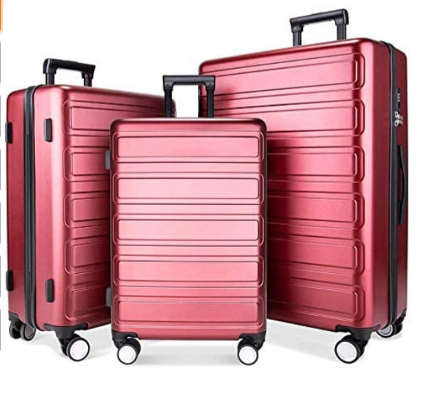 3 Piece Lightweight Hardside Luggage Set, TSA Lock