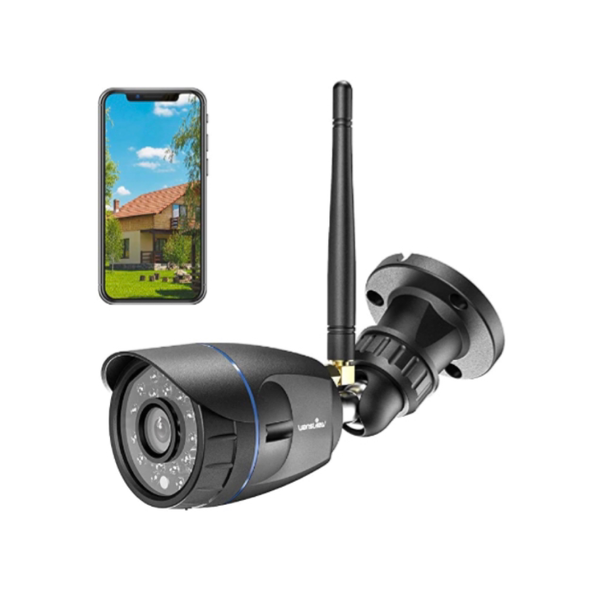 Cámara de seguridad exterior de 1080p con visión nocturna y detección de movimiento