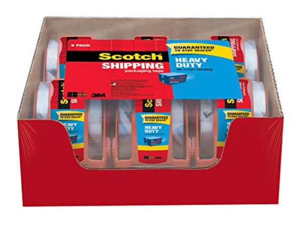 6 Rolls Of Scotch Heavy Duty Shipping Packaging Tape With Dispensers