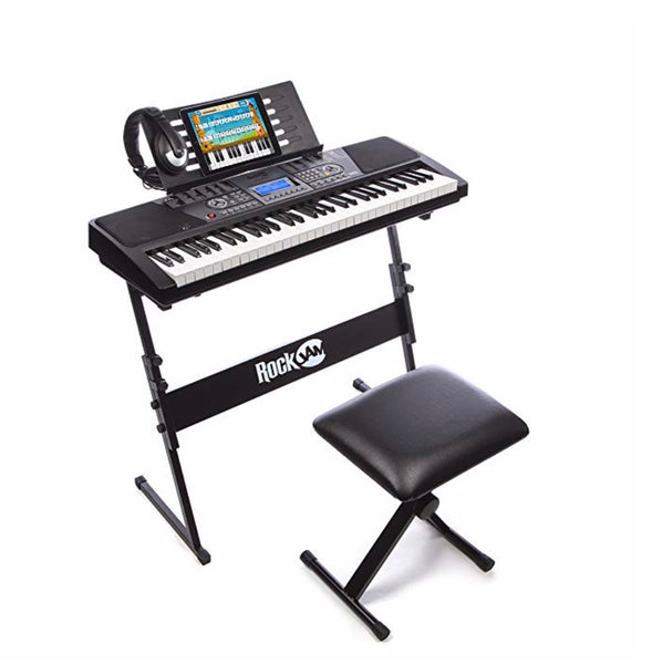 RockJam 61-Key Keyboard SuperKit with Stand, Stool And Headphones